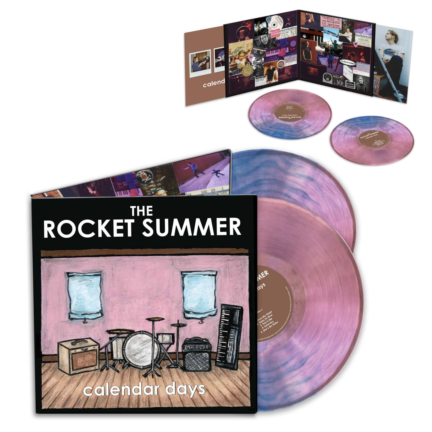 Calendar Days Vinyl - The Rocket Summer - Anniversary edition double album on translucent sky blue and cotton candy pink mix